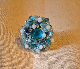 anello regolabile acciaio e pietre