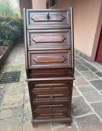 Scrittoio a ribalta antico in legno massello