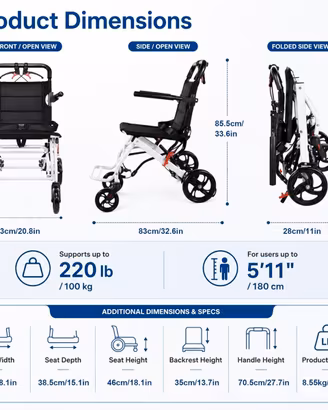 Sedia a rotelle Pieghevole Ultraleggera