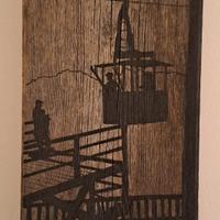 Quadro in legno vecchio: funivia d'epoca