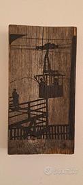 Quadro in legno vecchio: funivia d'epoca