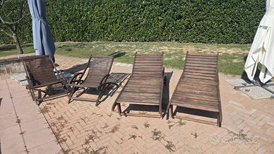 Set 4 Pezzi Arredo Giardino in Legno + Cuscini