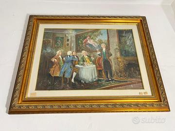 Quadro stile antico con cornice dorata lavorata