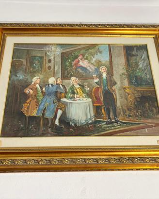 Quadro stile antico con cornice dorata lavorata