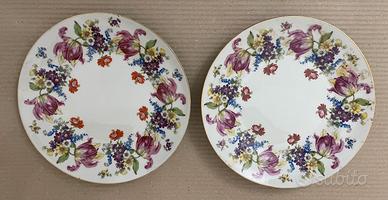 Coppia Piatti Porcellana Bavarese Dekor Bavar