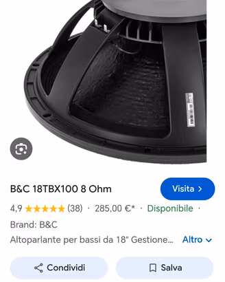 woofer 18 b&c coppia