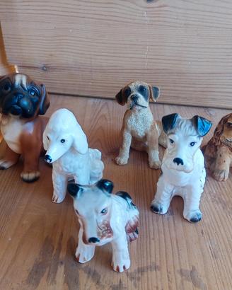 statuine cani gruppo di 6 pz