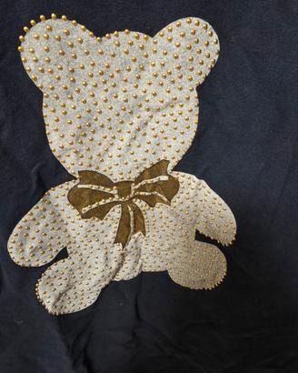 felpa con stampa orsetto con strass 