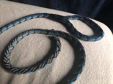 Guinzaglio con collare in corda azzurro e blu