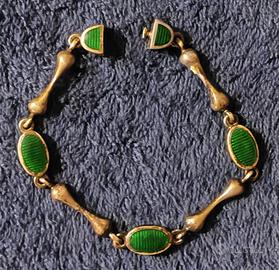 Bracciale vintage in argento 925 e pietre verdi