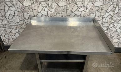 Tavolo - piano in acciaio inox - mensola