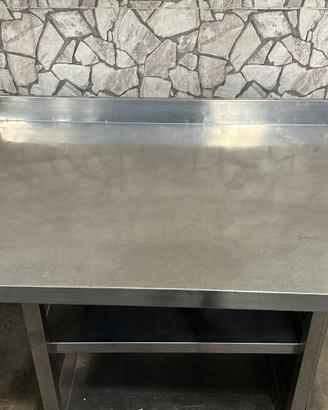Tavolo - piano in acciaio inox - mensola