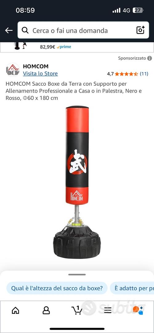 Palestra Multifunzione Homcom Sacco Da Boxe Da Terra, Sacco Da