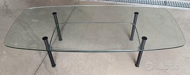 Tavolino vintage vetro e metallo 140x64 cm