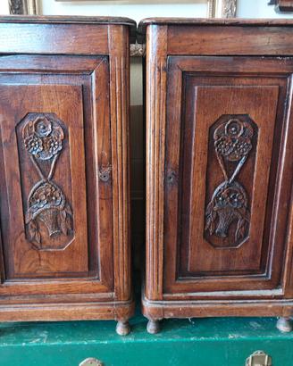 coppia comodini rovere antiquariato 