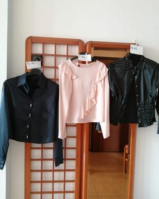 3 BLUSE ELEGANTI RASO E STRASS