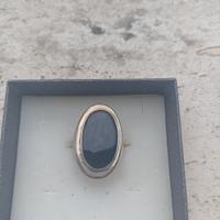 anello argento con pietra onice nera