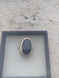 anello argento con pietra onice nera