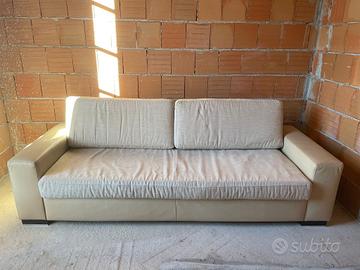divano-letto in pelle/tessuto