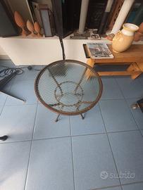 Tavolino Ferro Battuto Top Vetro Molato