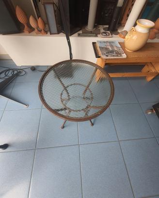 Tavolino Ferro Battuto Top Vetro Molato