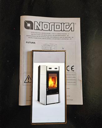 Stufa nordica futura a legna e tronchetti