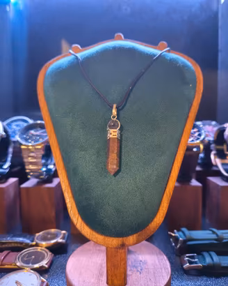 Collana Pendente Occhio di Tigre Cristallo 58cm