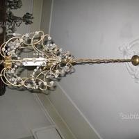 Antico Lampadario in ottone e cristallo
