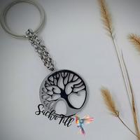 Portachiavi con albero della vita in acciaio