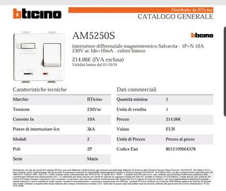 Interruttore magnetotermico differenziale Salvavit