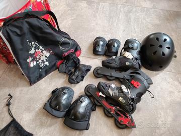 Set Pattini + Protezioni e sacca portapattini