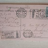 CARTOLINA 1924 ANNULLO PROPAGANDA "VOTATE LA LISTA