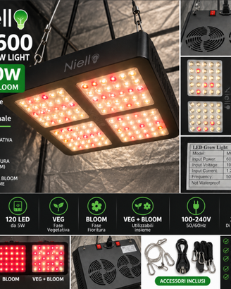 Lampada LED Grow Niello M-600 600W VEG/BLOOM – Ser