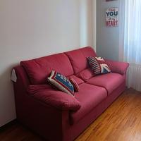 Divano letto 3 posti in tessuto rosso sfoderabile