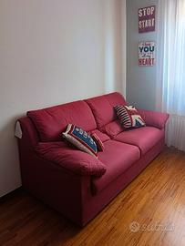 Divano letto 3 posti in tessuto rosso sfoderabile