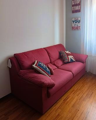 Divano letto 3 posti in tessuto rosso sfoderabile