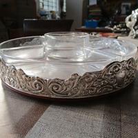 porta salse con con base legno e argento 925