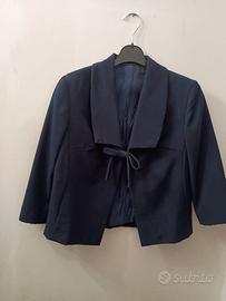 Completo elegante vintage abito tubino giacca blu