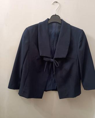 Completo elegante vintage abito tubino giacca blu