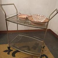 Carrello Bar Vintage anni '70 Ottone e Vetro Fumé
