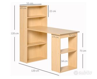 Scrivania con libreria incorporata