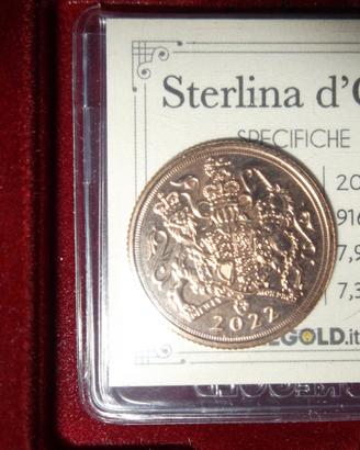 Sterlina d'oro FDC anno 2022 Elisabetta II
