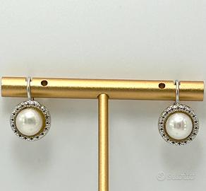 Orecchini oro bianco 18k 750 e Perle