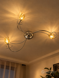 Lampadario a soffitto con fiori in vetro