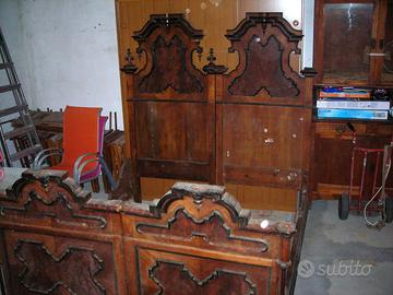 VECCHIO LETTO MATRIMONIALE IN NOCE FINE 800