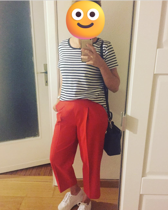 Pantaloni Zara Basic rossi a vita alta XS