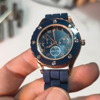 Orologio da donna, blu con brillanti