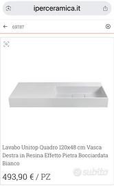 Lavabo Unitop Quadro 120x48 IPERCERAMICA