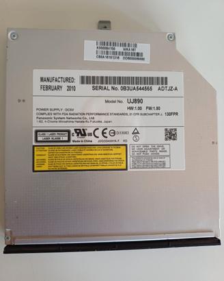 Lettore Disco Dvd Cd Dvd-rom 12,7mm Per Computer F