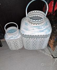 coppia di lanterne in ferro lavorato 